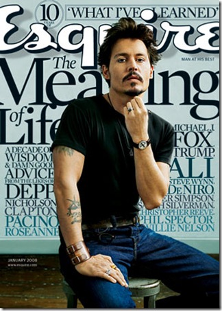 Johnny Depp covers Esquire magazine January 2008