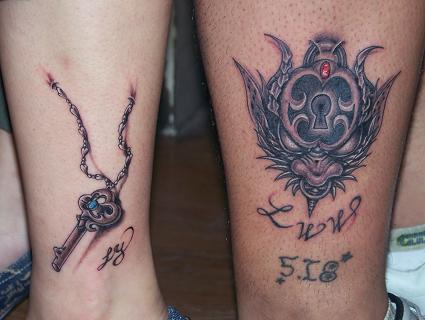 key tattoos. lock and key tattoos.