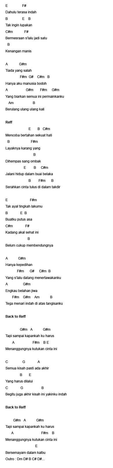 Chord Lagu Ada Band Manusia Bodoh