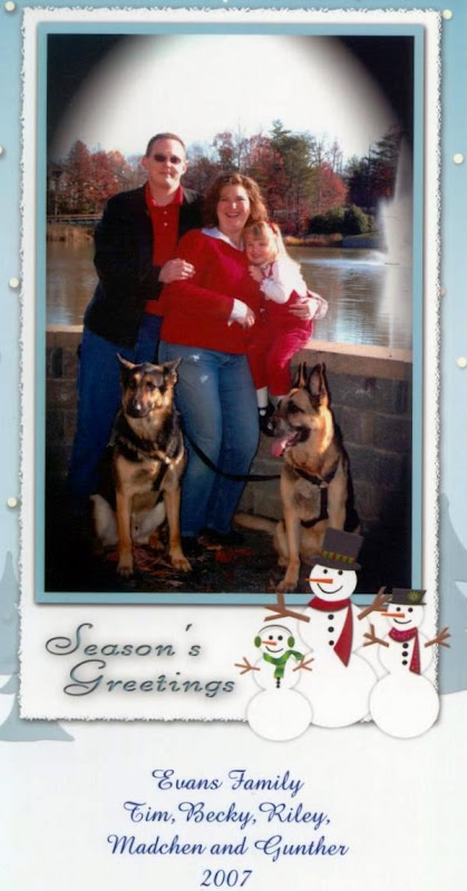 Merry Christmas from TJ, Becky, Riley, Madchen and Gunther!